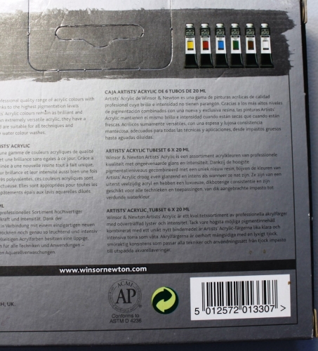 Preview: Winsor & Newton Artist´s Acrylic 6 x 20 ml Tubenset (g.P. 1L=120,83€)