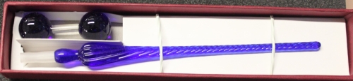 glass feather 18 cm ,dark blue