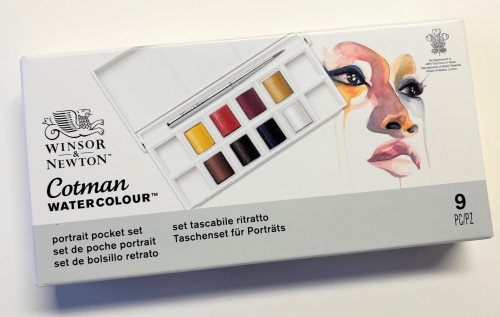 "Cotman" Watercolor Portrait Pocket Set with 8 Colors + Travel Brushes