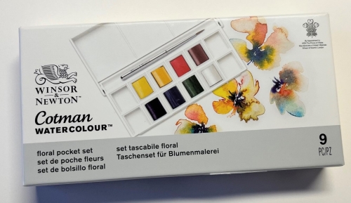 Cotman watercolor flower bag set with 8 colors + travel brushes