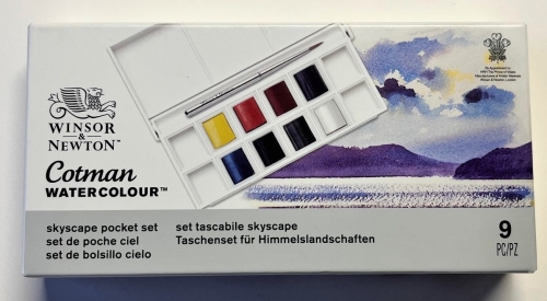 Cotman Watercolor Skyscape Pocket Set with 8 Colors + Travel Brushes