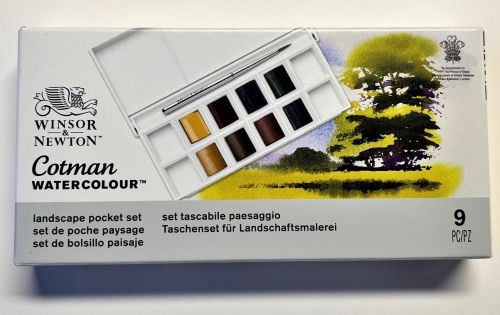 Cotman Aquarell Landschaft Taschen Set mit 8 Farben + Reisebürste