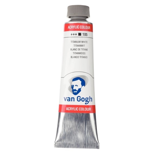 Talens Van Gogh Acrylic Paint Tube 40 ml Titanium White 105 (g.P. 1L=97,50€)
