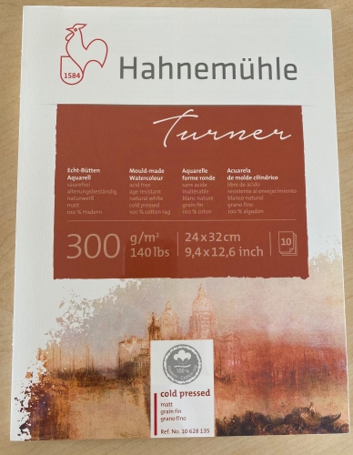 Hahnemühle Turner echt Bütten Aquarell Papier 24x32cm 300g/m² (10 Blatt)