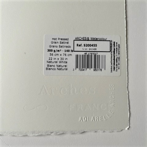 2x Arches Aquarell Bogen 300g/m² 56x76cm 100% Baumwolle, natürliches weiß, satiniert