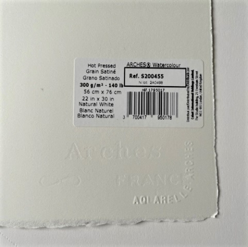 2x Arches watercolor sheet 300g/m² 56x76cm 100% cotton, natural white, fine grain