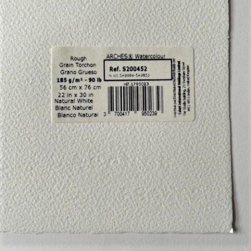 2x Arches watercolor sheet 185g/m² 56x76cm 100% cotton, natural white, coarse grain