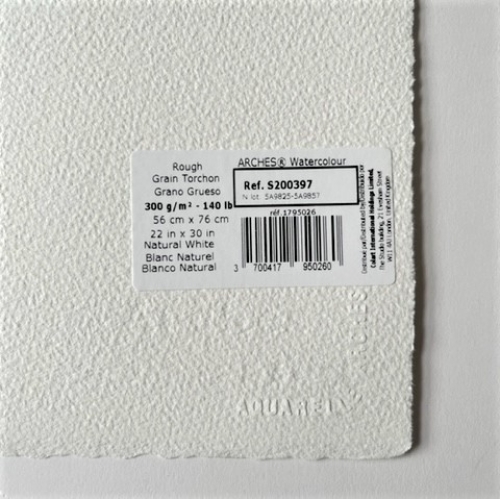 2x Arches watercolor sheet 300g/m² 56x76cm 100% cotton, natural white, coarse grain
