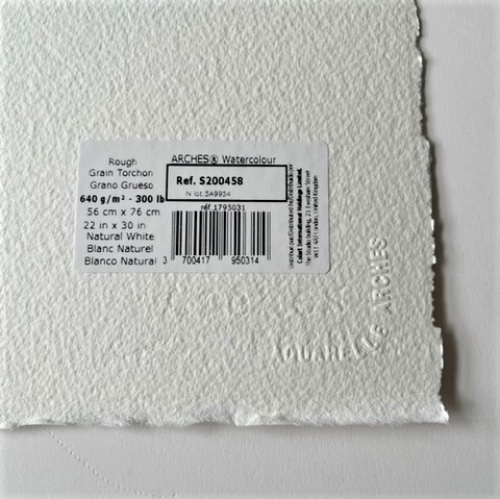 2x Arches watercolor sheet 640g/m² 56x76cm 100% cotton, natural white, coarse grain
