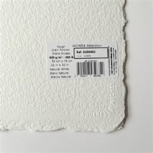 2x Arches watercolor sheet 850g/m² 56x76cm 100% cotton, Natural white, coarse grain
