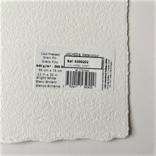 2x Arches watercolor sheet 300g/m² 56x76cm 100% cotton, light white,  fine grain