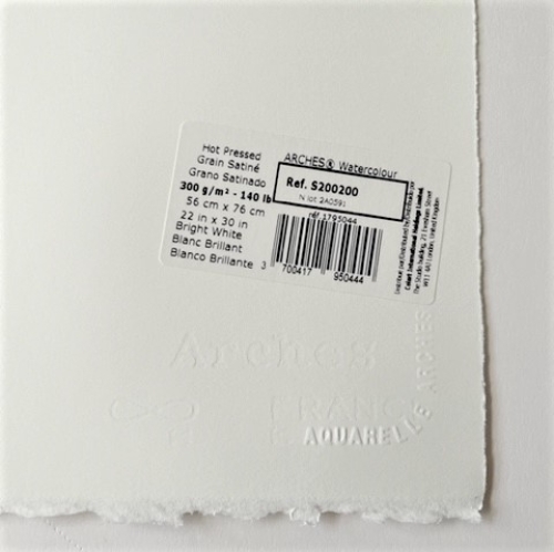 2x Arches watercolor sheet 185g/m² 56x76cm 100% cotton, Light white, satin