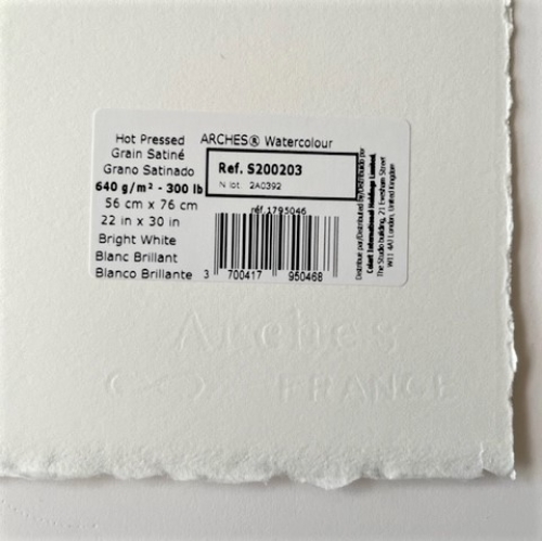 2x Arches watercolor sheet 300g/m² 56x76cm 100% cotton, light white, satin