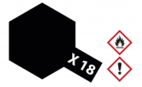 Tamiya X-18 semi gloss black acrylic paint, 23 ml (GP 1L= 216,96€)