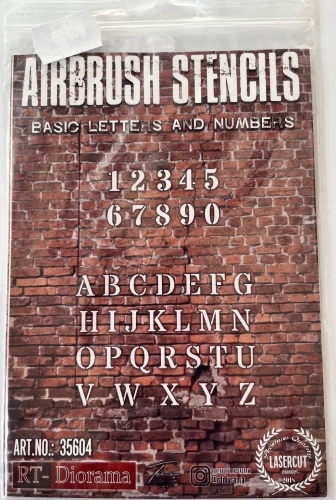 Airbrush Schablone "Basic Letters & Numbers" 14,5x10 cm