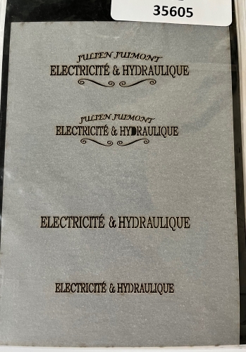 Preview: Airbrush Schablone French Workshop Schriftzug "Electricite & Hydraulique" 14,5x10 cm