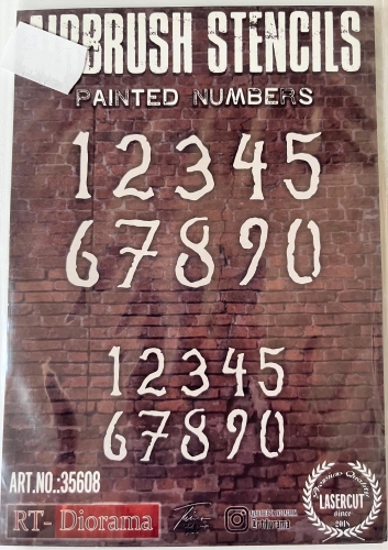 Airbrush Schablone gemalte Zahlen "Painted Numbers" 14,5x10 cm