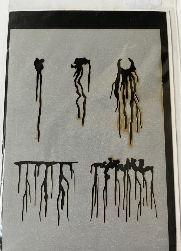 Preview: Airbrush Schablone Vorlage Flecken und Lecks "Stains and Leaks" 14,5x10 cm