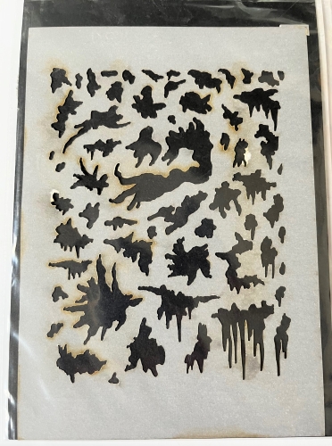 Preview: Airbrush Schablone Vorlage Flecken und Verschmutzungen "spots and stains" 14,5x10 cm