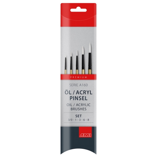 Oil and acrylic painting brushes series A160 set 5 pieces