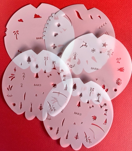 BABSET3 Badger finder nails and modeling airbrush stencils set 5 pieces