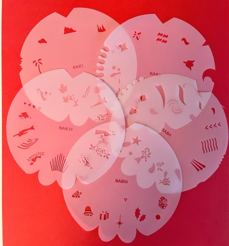 BABSET5 Badger finder nails and model airbrush stencils set 5 pieces 