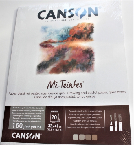 Canson Mi-Teintes Baumwoll Papier 32x41 cm 160g/m² (20 Blatt) 4 -farbig/grau