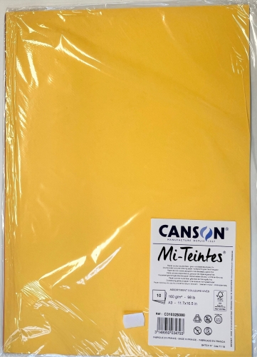 Canson Mi-Teintes Pastellpapier Bögen A3, 160g/m² (10 Blatt) leuchtende Farben