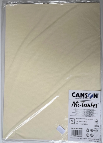 Canson Mi-Teintes Pastellpapier Bögen A3, 160g/m² (10 Blatt) mehrfarbig , Pastellfarben