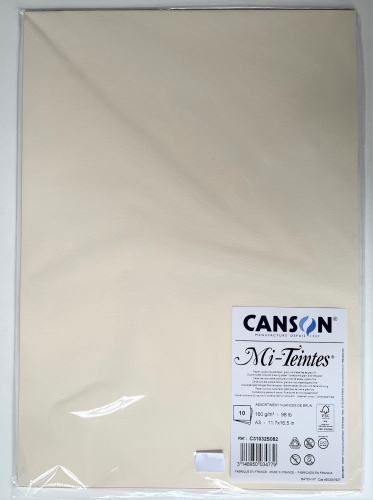 Canson Mi-Teintes Pastellpapier Bögen A3 160g/m² (10 Blatt) mehrfarbig , braun Töne