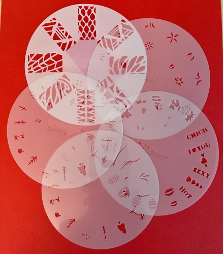 CRESET6 finder nails and modeling airbrush stencils set 5 pieces