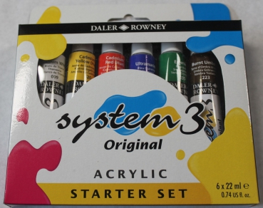 Darler-Rowney System 3 Acrylic Starter Set 6 x 22 ml  (g.P. 1L= 87,05€)