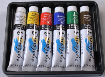 Preview: Darler-Rowney System 3 Acrylic Starter Set 6 x 22 ml  (g.P. 1L= 87,05€)