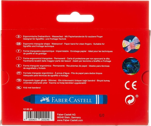 Faber-Castell 120024 triangular wax crayon, case of 24