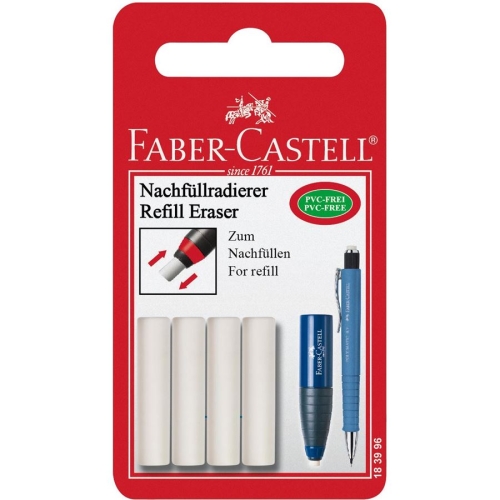 Faber-Castell Ersatzradierer für Radierer-Spitzer Kombi, 4er Set