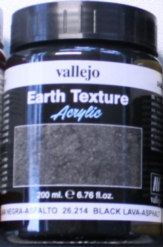 Preview: Vallejo Earth Texture, schwarze Lava 200ml (g.P. 1L= 70€)