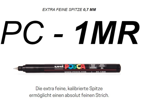 POSCA PC-1MR Acryl Farbmarker mit extra feiner, kalibrierter Spitze, 0,7mm / Einzeln oder im Set