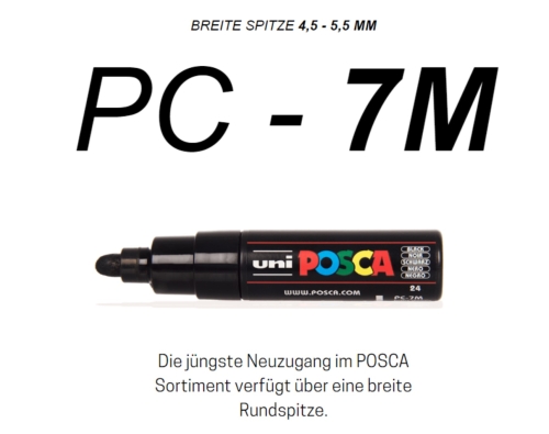 POSCA PC-7M Acryl Farbmarker mit breiter Rundspitze, 4,5 - 5,5 mm in vielen Farben