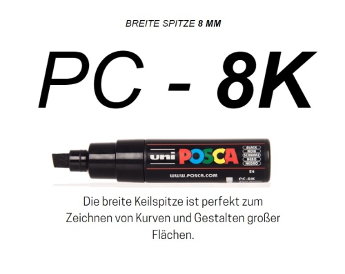 POSCA PC-8K Acryl Farbmarker mit breiter Spitze, 8 mm in vielen Farben