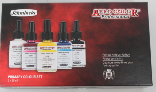 Schmincke Aero Color Prof. 5 er  Primär-Farbset a 28 ml (GP 1L= 285€)