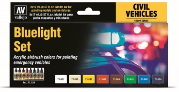 Vallejo Model Air Set, Civil Defense Blue Light Set (EU) 8 colors with 17ml each (GP 1L= 183,09€)