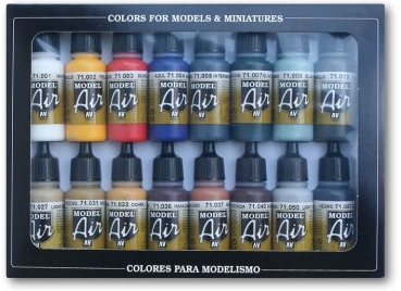 Vallejo Model Air Set, base colors 16 colors with 17ml each (GP 1L=154,42€)
