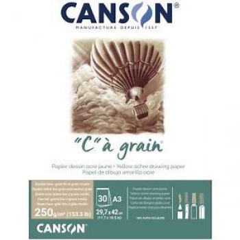 Canson „C“ à grain Zeichenpapier A4 250g/m² (30 Blatt) Ockergelb-meliert