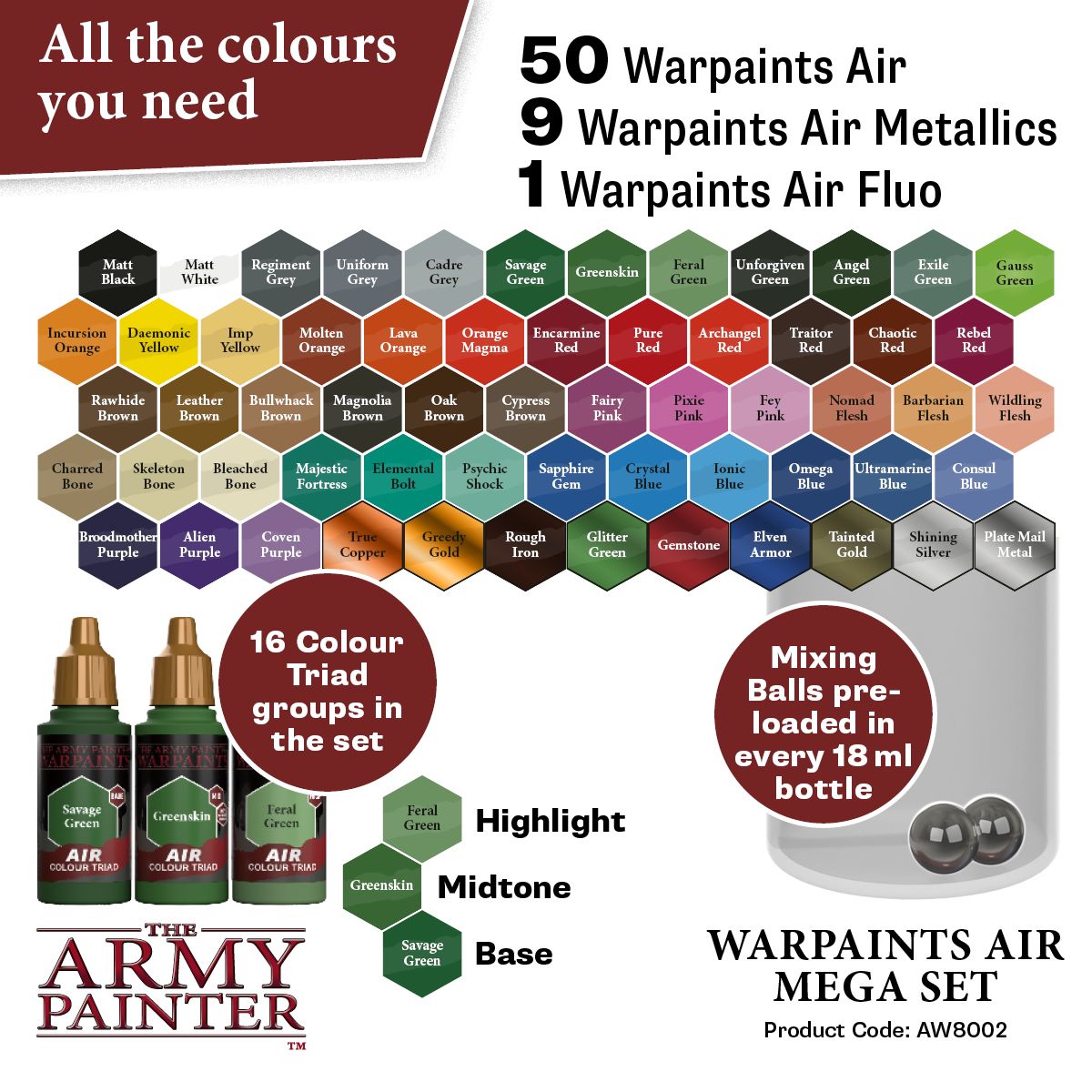 The Army Painter Warpaints Mega Paint Set III, Set Di Vernici Acriliche Per Miniature Da Wargame E Giochi Da Tavolo