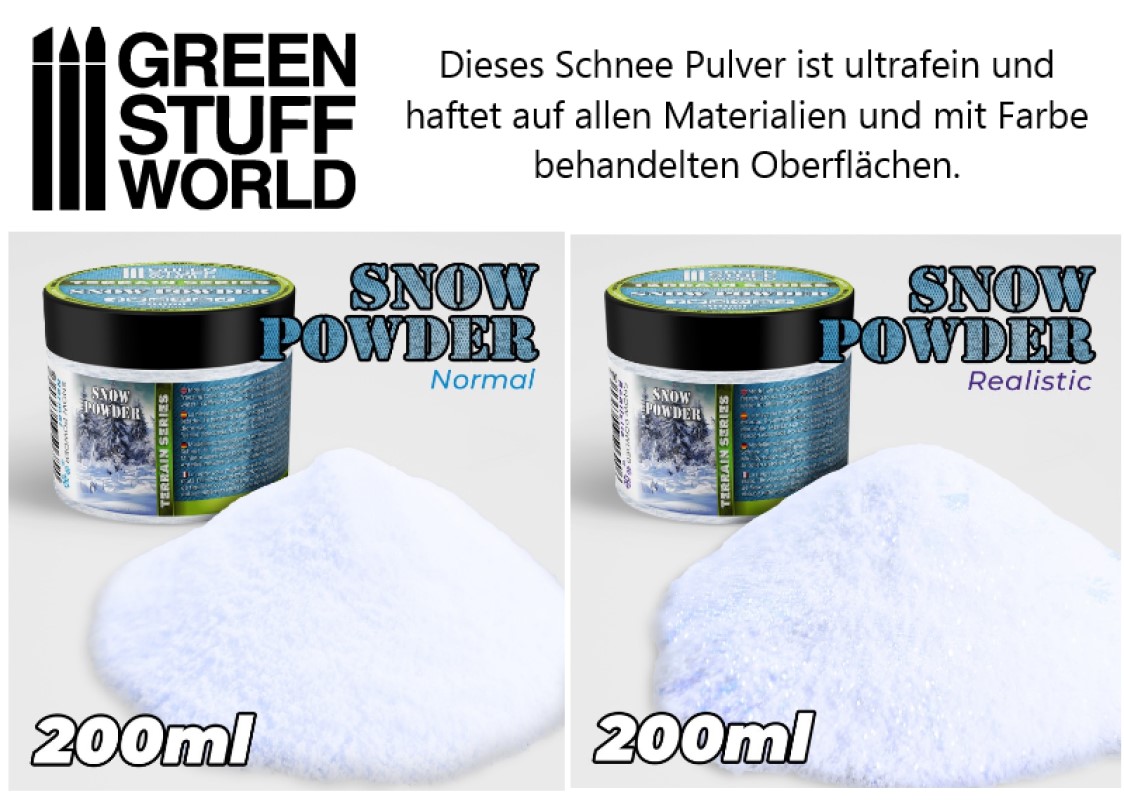 Green Stuff World Kunstschnee Pulver – 200 Ml, Realistisch, Mit Glitzer, Für Dioramen & Modellbau