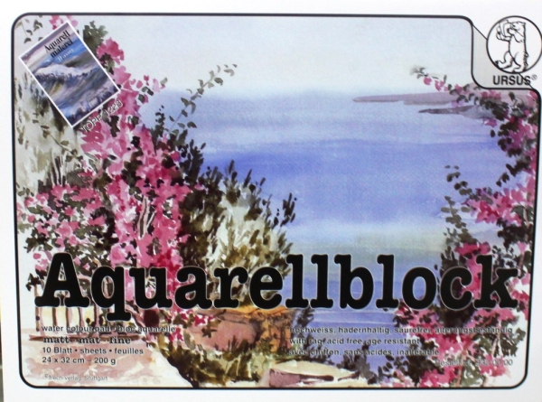 Ursus Aquarellblock matt 24 x32 cm 200g/m² hochweiß (10 Blatt)