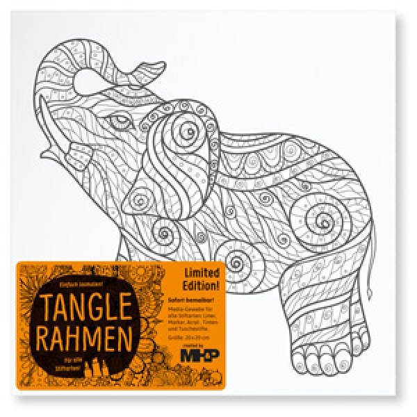 Tangle rahmen 20 x 20 cm Motiv Elefant  trompeten