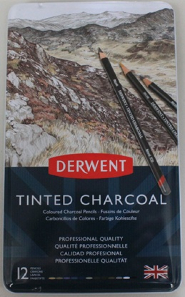 Tinted Charcoal 12 pencils  in Metalbox