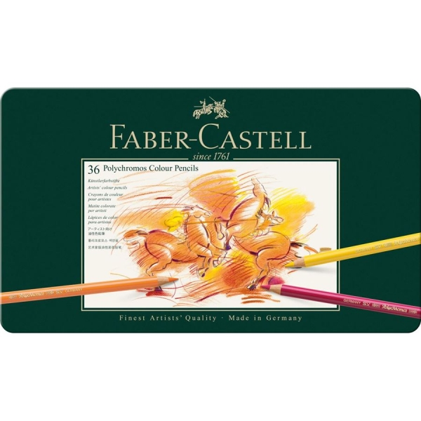 Faber-Castell Polychromos colored pencil, 36 metal case