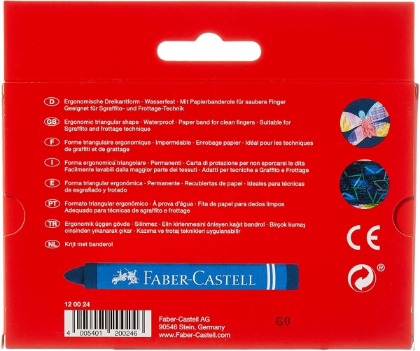 Faber-Castell 120024 triangular wax crayon, case of 24